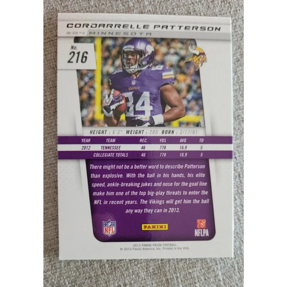 2013 Panini Silver‎ Prizm Cordarrelle Patterson #216 RC Rookie Vikings